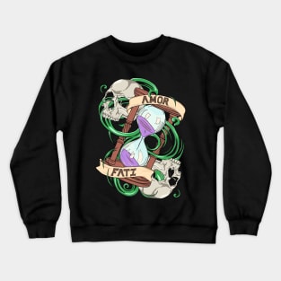 Amor fati graphic design, skulls and hourglass Crewneck Sweatshirt